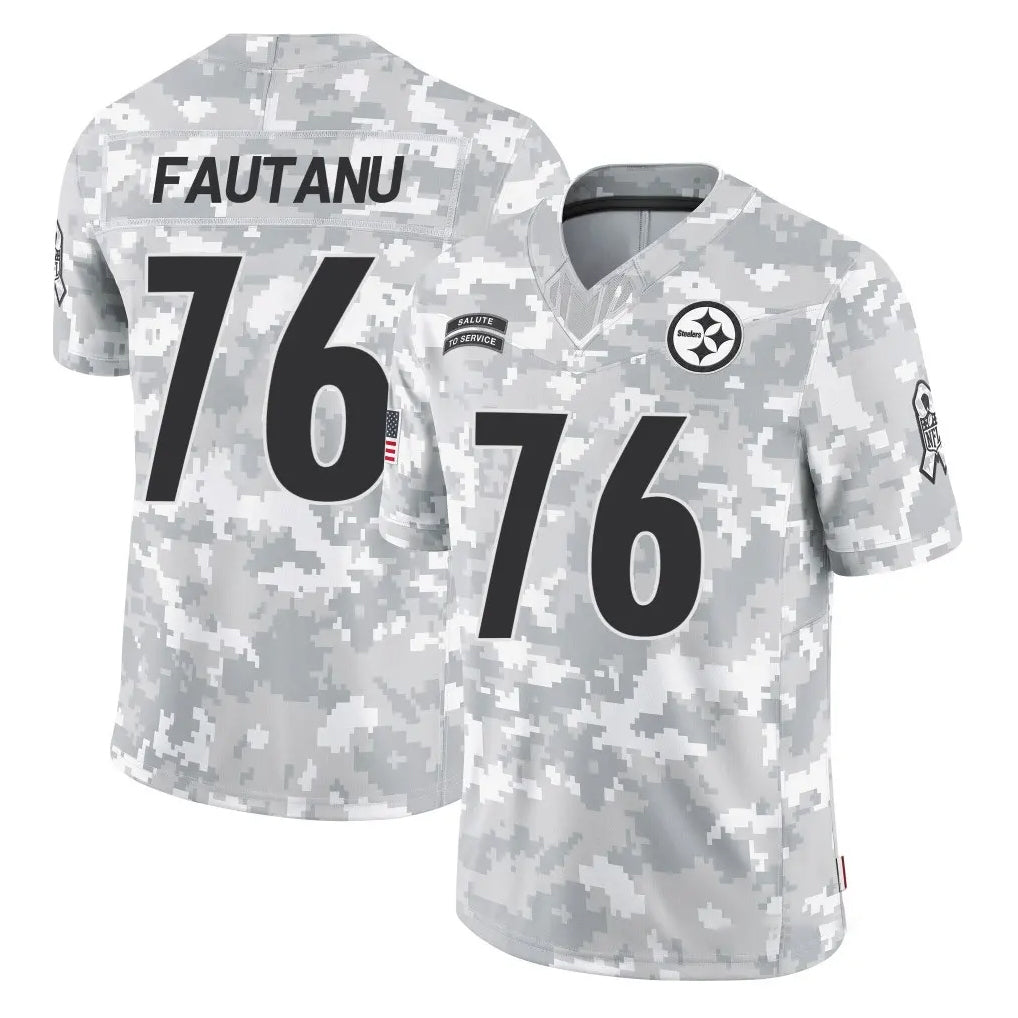 P.Steelers #76 Troy Fautanu Player Arctic Camo Limited Salute To Service Home Game BALCE Stitched Jerseys