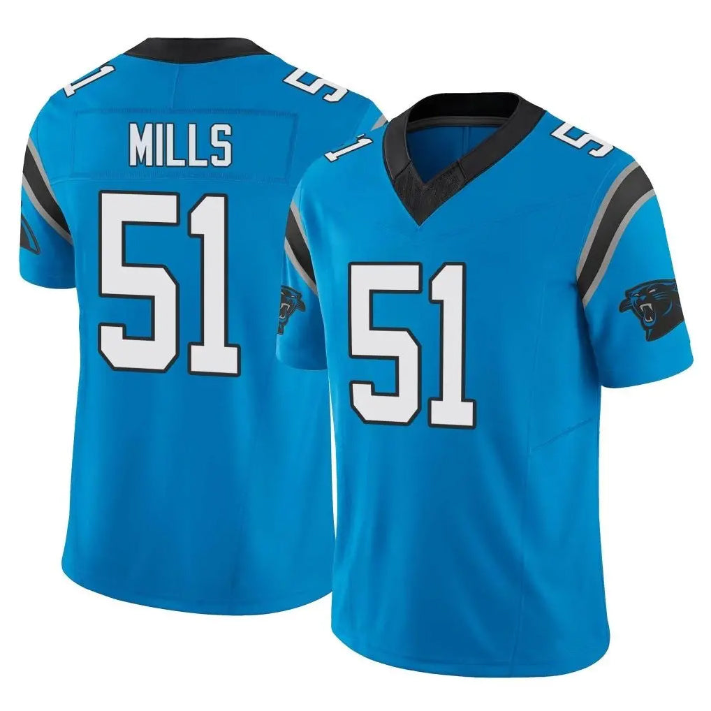 C.Panthers #51 Sam Mills Player Blue Vapor F.U.S.E. Limited Home Game BALCE Stitched Jerseys
