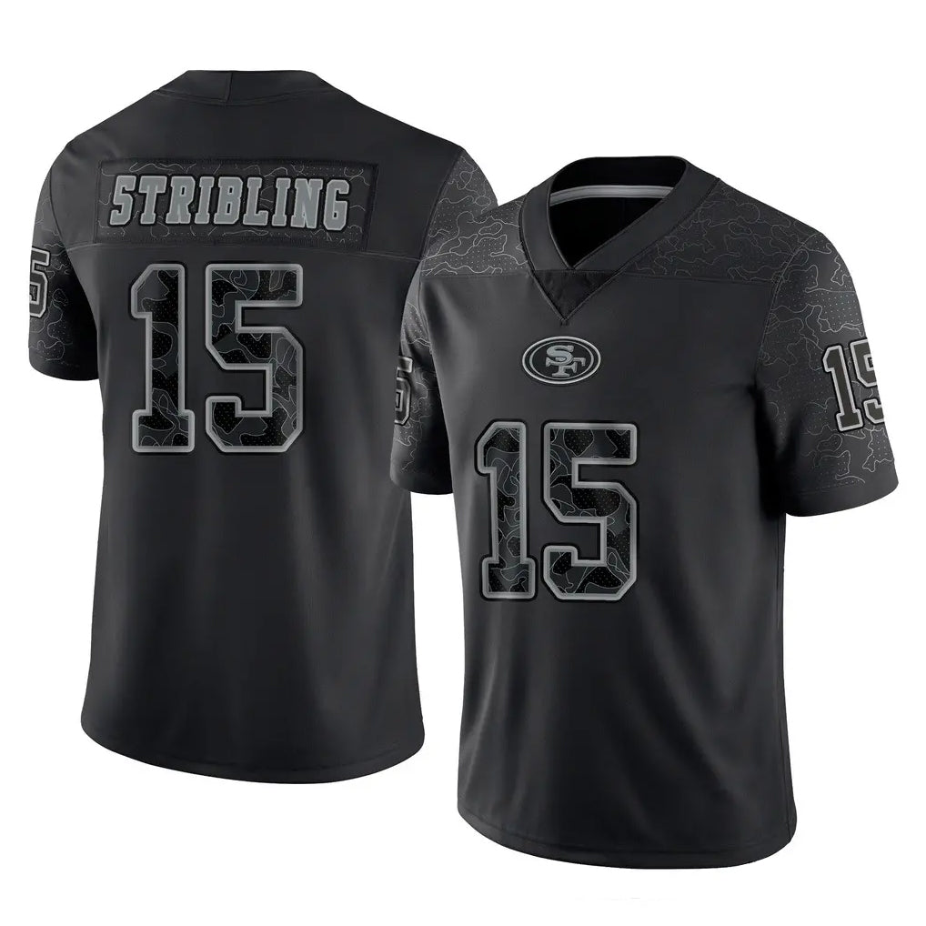 SF.49ers #15 De'Zhaun Stribling Player Black Limited Reflective Home Game BALCE Stitched Jerseys