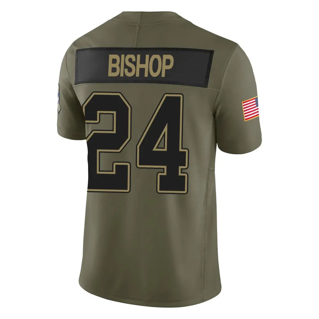 B.Bills #24 Cole Bishop Player Olive Salute To Service Limited Home Game BALCE Stitched Jerseys