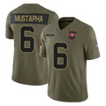 SF.49ers #6 Malik Mustapha Player Olive 2025 Salute To Service Limited Home Game BALCE Stitched Jerseys