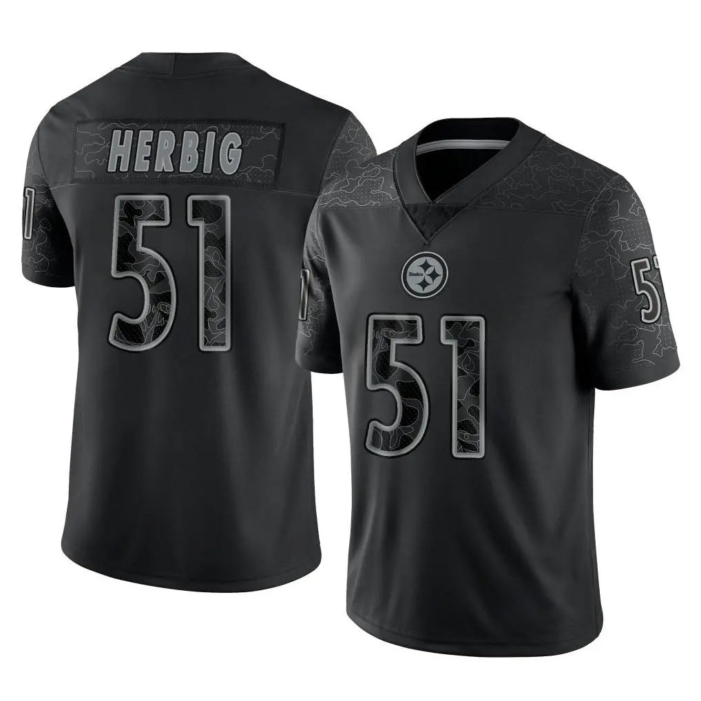 P.Steelers #51 Nick Herbig Player Black Reflective Limited Home Game BALCE Stitched Jerseys