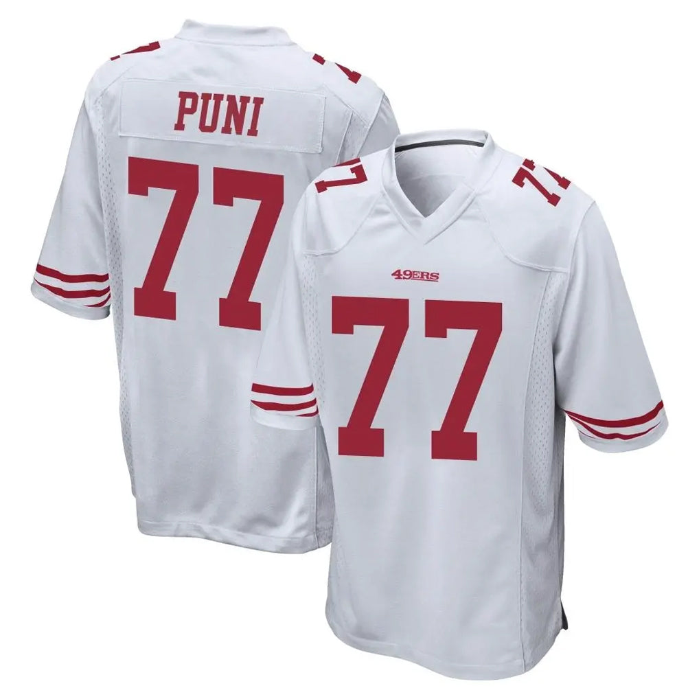 SF.49ers #77 Dominick Puni Player White Home Game BALCE Stitched Jerseys