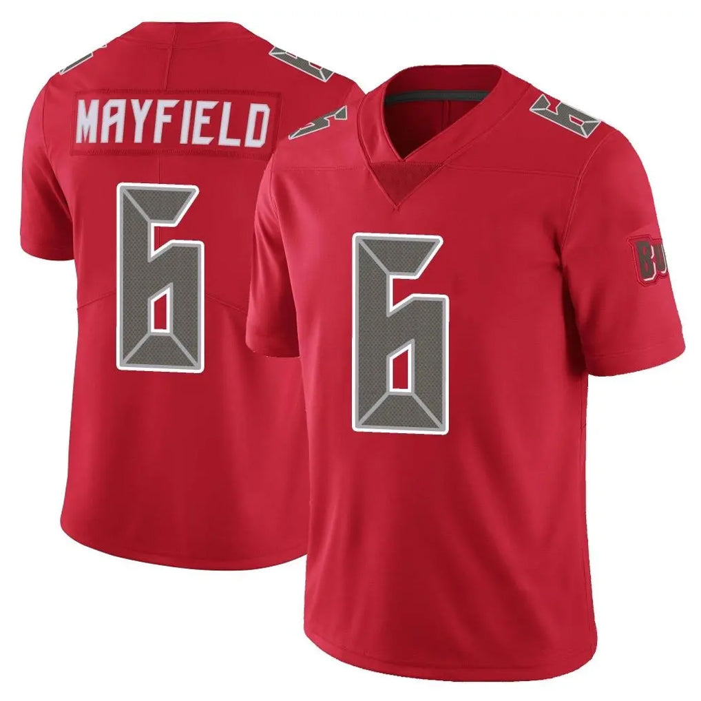 TB.Buccaneers #6 Baker Mayfield Player Red Limited Color Rush Home Game BALCE Stitched Jerseys