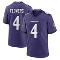 B.Ravens #4 Zay Flowers Player Purple Home Game BALCE Stitched Jerseys