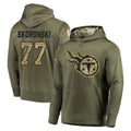 T.Titans #77 Peter Skoronski Player Olive Salute to Service Pullover Hoodies Home Game BALCE Stitched Jerseys