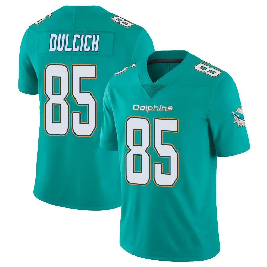 M.Dolphins #85 Greg Dulcich Player Aqua Limited Vapor Untouchable Home Game BALCE Stitched Jerseys