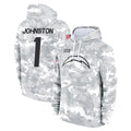 LA.Chargers #1 Quentin Johnston Player Arctic Camo Salute to Service Hoodies Limited Game BALCE Stitched Jerseys