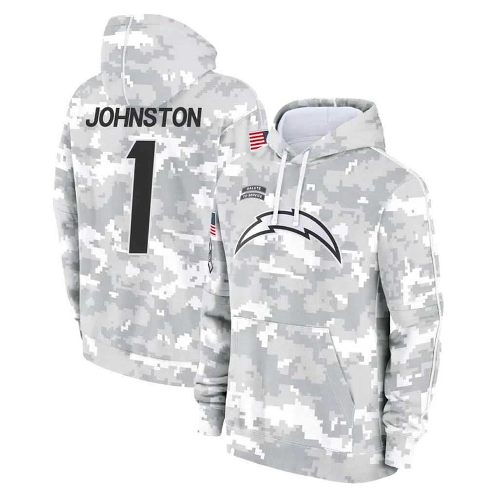 LA.Chargers #1 Quentin Johnston Player Arctic Camo Salute to Service Hoodies Limited Game BALCE Stitched Jerseys