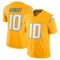 LA.Chargers #10 Justin Herbert Player Gold Limited Vapor F.U.S.E. Home Game BALCE Stitched Jerseys