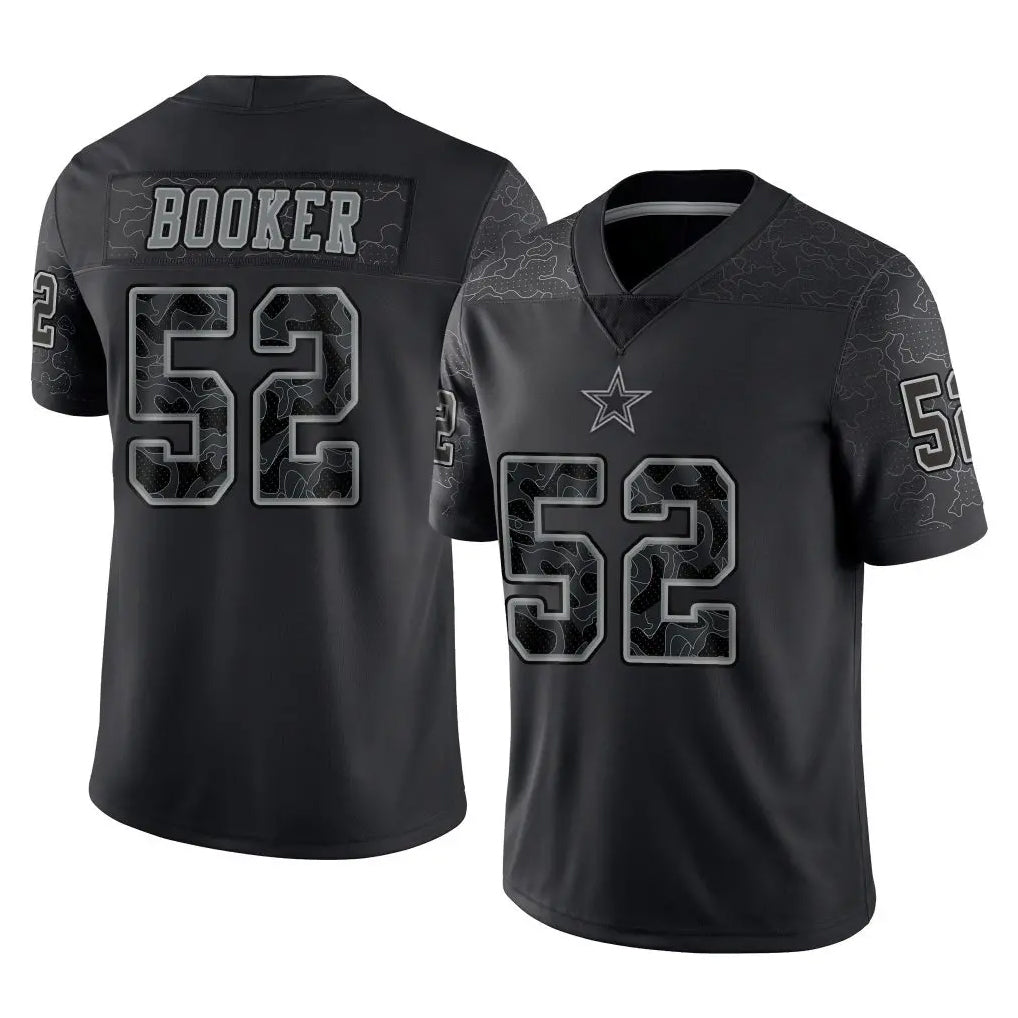 D.Cowboys #52 Tyler Booker Player Black Limited Reflective Home Game BALCE Stitched Jerseys