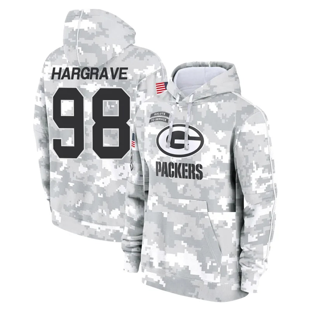 GB.Packers #98 Javon Hargrave Player Arctic Camo Salute to Service Hoodies Limited Game BALCE Stitched Jerseys