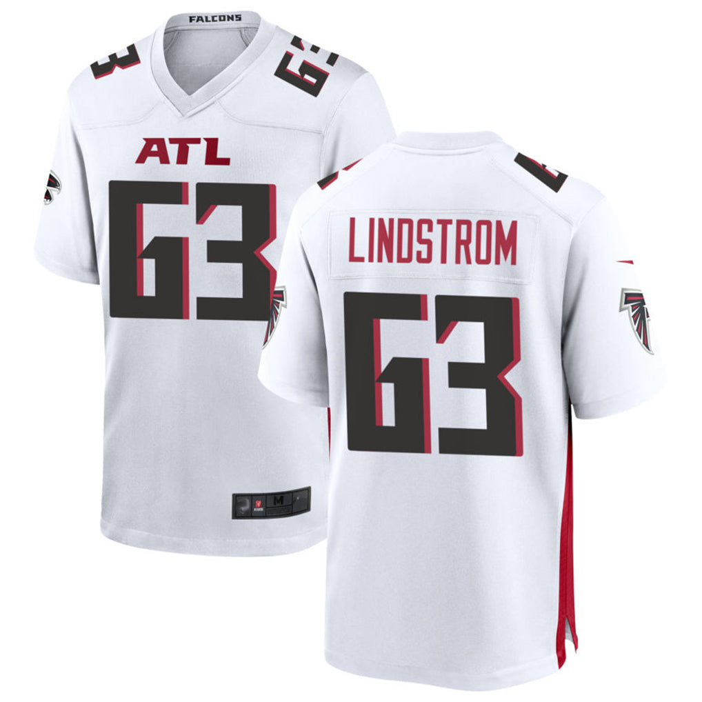 A.Falcons #63 Chris Lindstrom Player White Home Game BALCE Stitched Jerseys