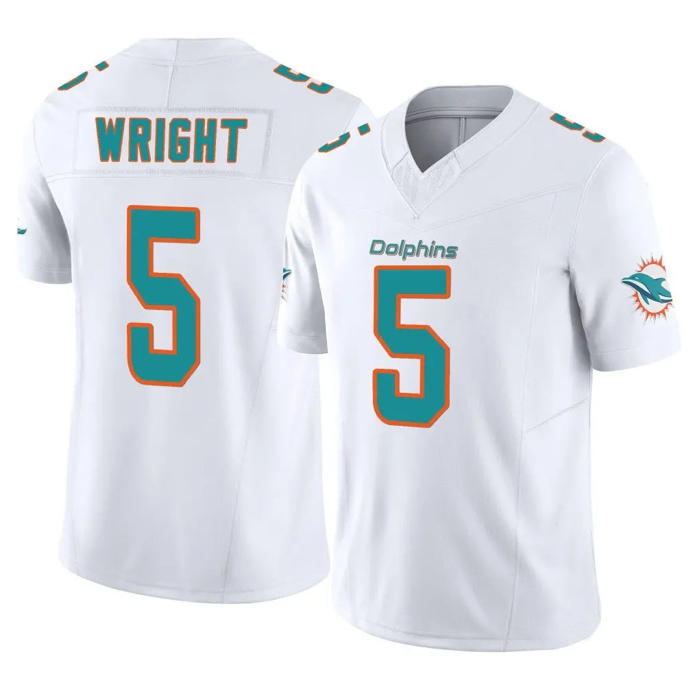 M.Dolphins #5 Jaylen Wright Player White Limited Vapor F.U.S.E. Home Game BALCE Stitched Jerseys