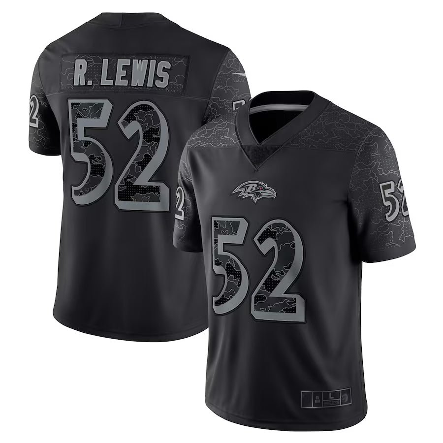 B.Ravens #52 Ray Lewis Player Black RFLCTV Limited BALCE Stitched Jerseys