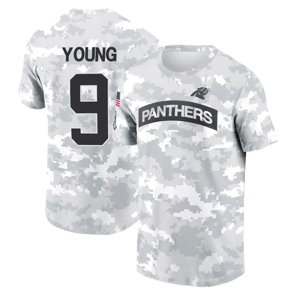 C.Panthers #9 Bryce Young Player Arctic Camo Salute to Service T-Shirt Hoodies BALCE Stitched Jerseys
