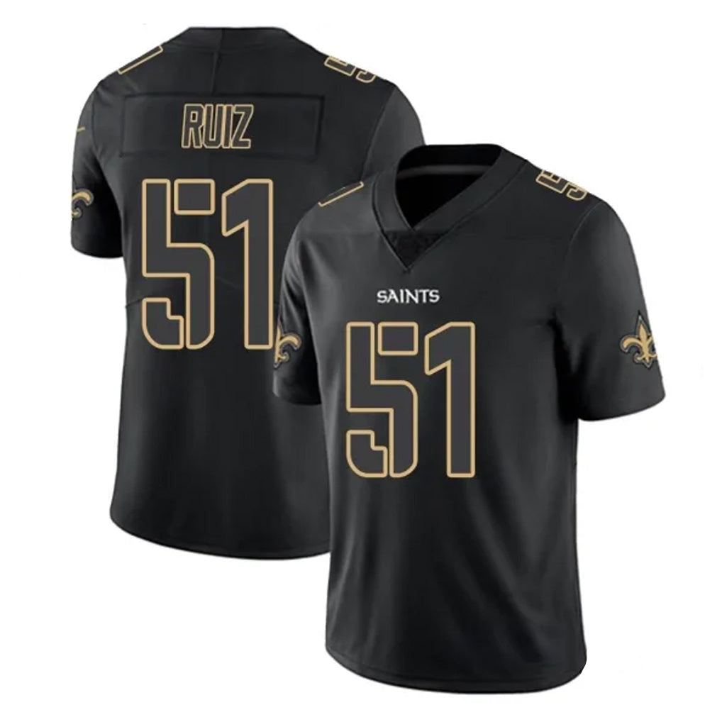 NO.Saints #51 Cesar Ruiz Player Black Impact Limited Home Game BALCE Stitched Jerseys