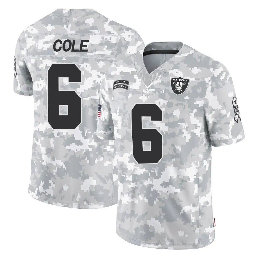 LV.Raiders #6 A.J. Cole Player Arctic Camo Salute To Service Limited Game BALCE Stitched Jerseys