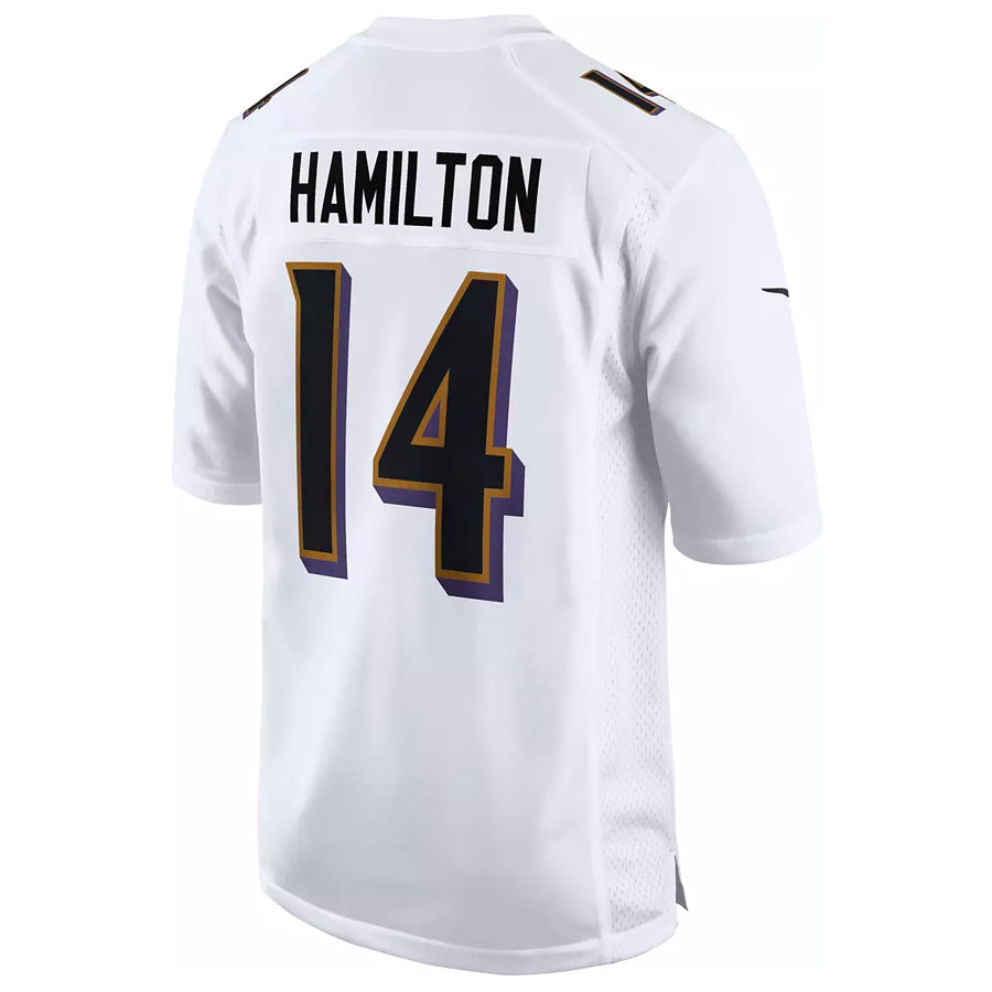 B.Ravens #14 Kyle Hamilton Player White Fashion Home Game BALCE Stitched Jerseys