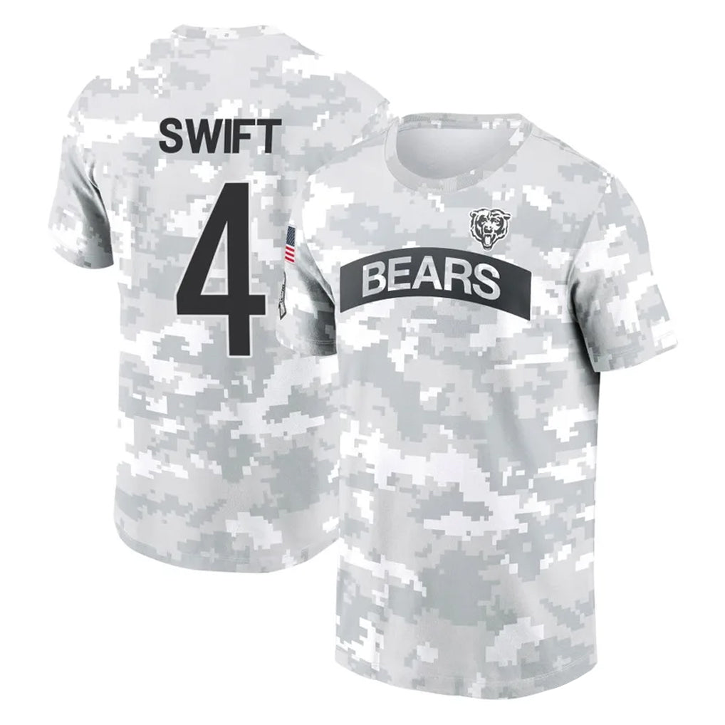 C.Bears #4 D'Andre Swift Player Arctic Camo Salute to Service Performance T-Shirt Limited BALCE Stitched Jerseys