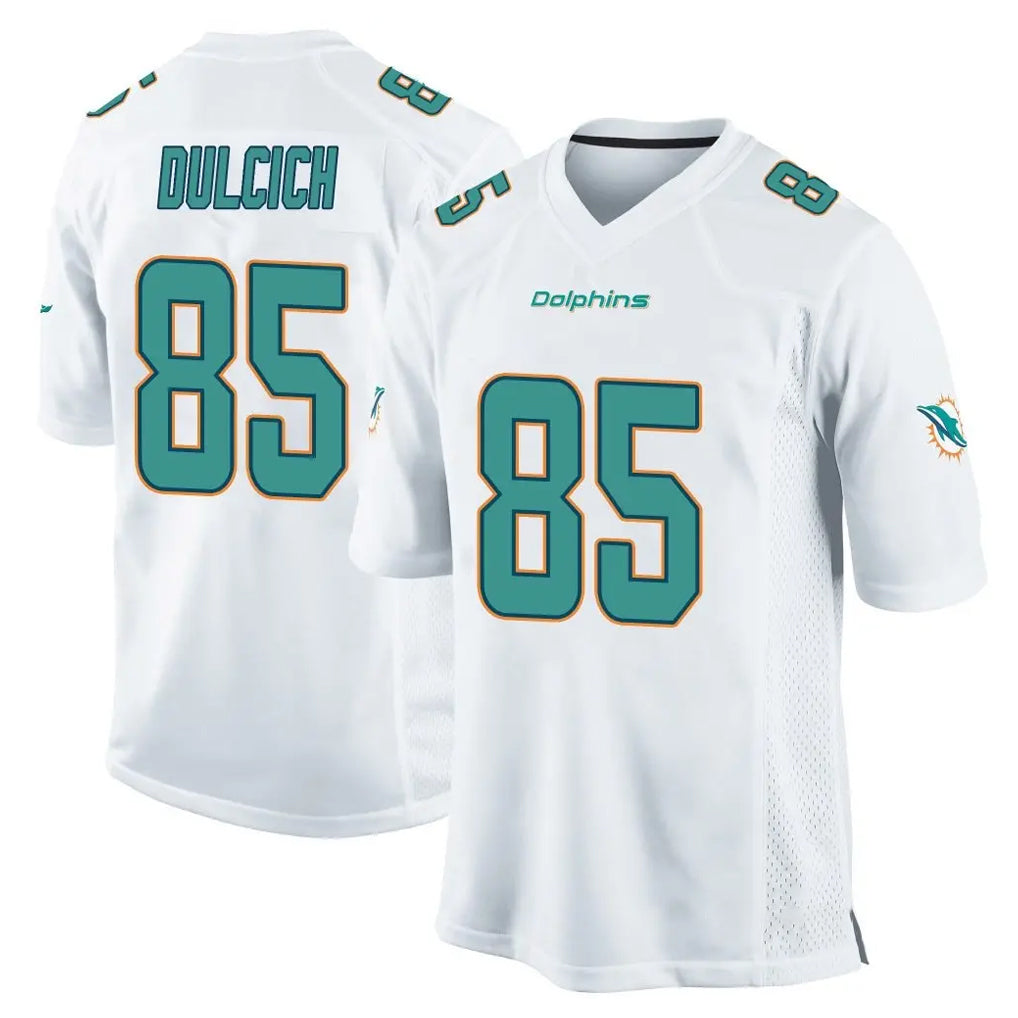 M.Dolphins #85 Greg Dulcich Player White Home Game BALCE Stitched Jerseys