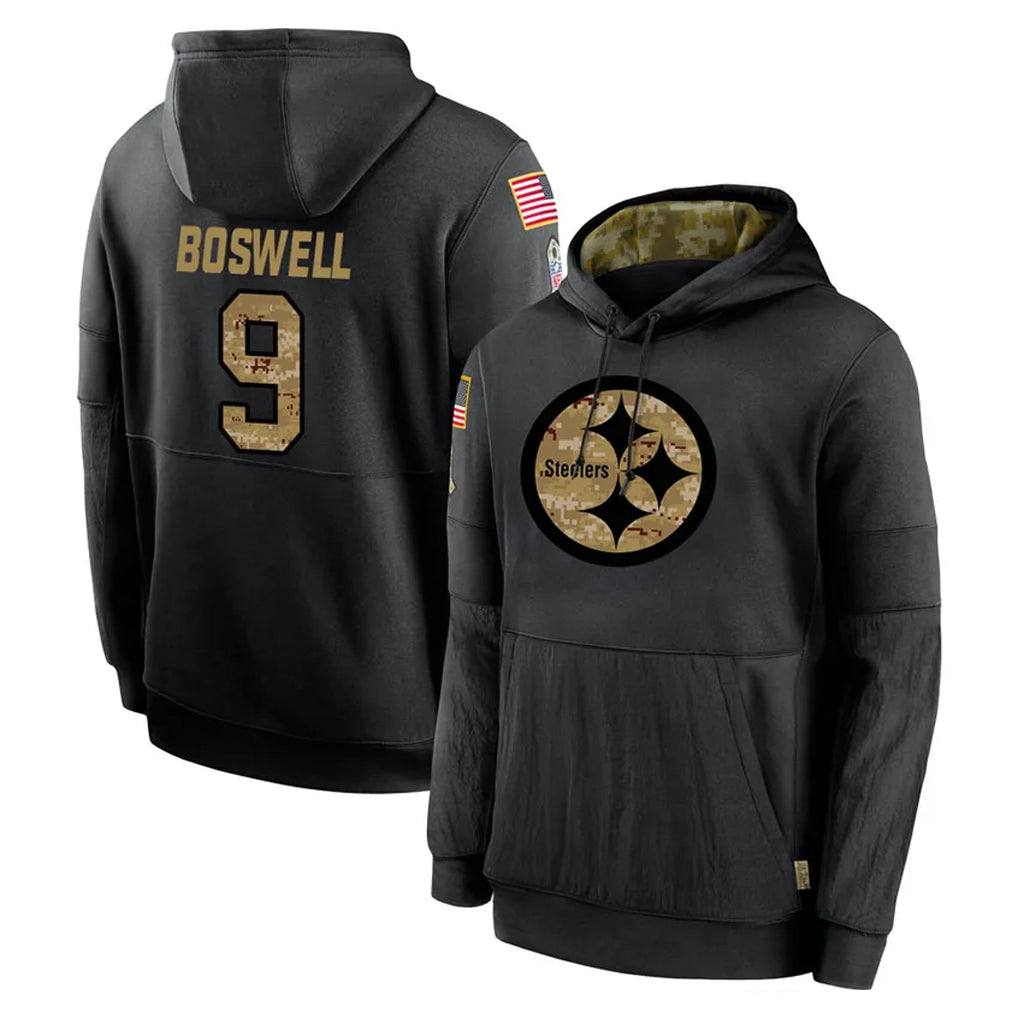 P.Steelers #9 Chris Boswell Player Black Salute to Service Hoodies Limited Game BALCE Stitched Jerseys