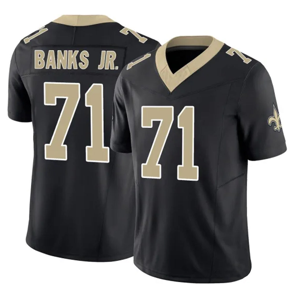 NO.Saints #71 Kelvin Banks Jr. Player Black Limited Vapor F.U.S.E. Home Game BALCE Stitched Jerseys