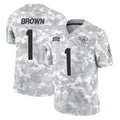 J.Jaguars #1 Montaric Brown Player Arctic Camo Salute To Service Limited Game BALCE Stitched Jerseys