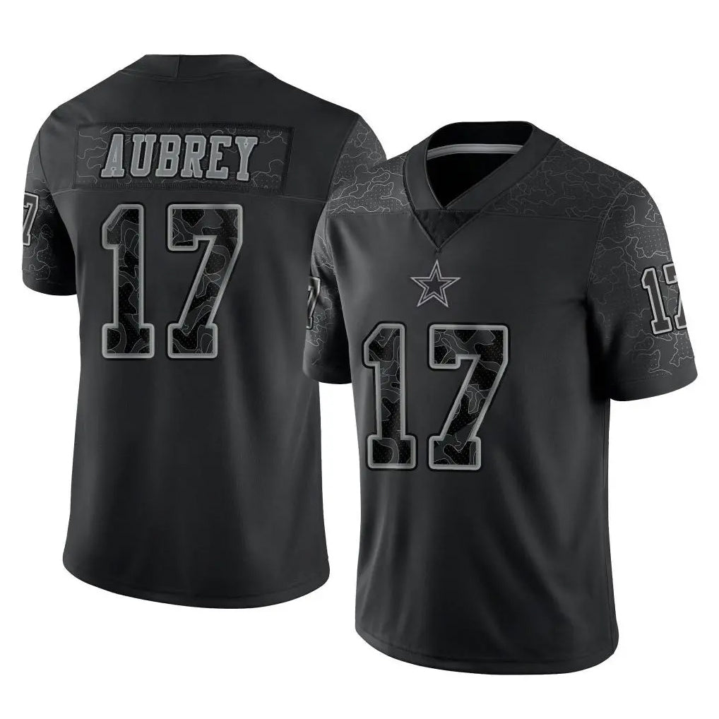 D.Cowboys #17 Brandon Aubrey Player Black Limited Reflective Home Game BALCE Stitched Jerseys