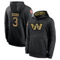 W.Commanders #3 Stefon Diggs Player Black Salute to Service Performance Pullover Hoodies Home Game BALCE Stitched Jerseys