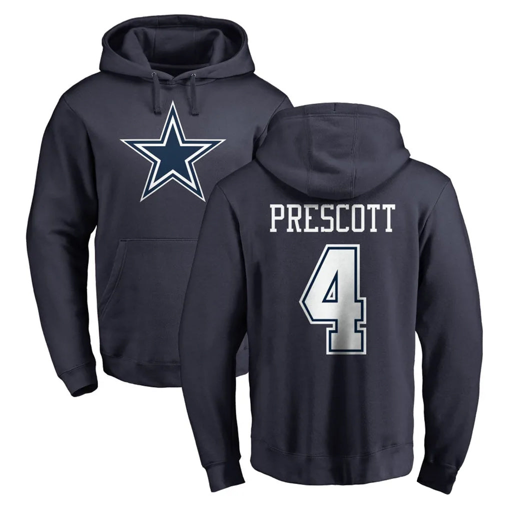 D.Cowboys #4 Dak Prescott Player Navy Pullover Hoodies Limited BALCE Stitched Jerseys