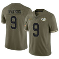 GB.Packers #9 Christian Watson Player Olive Salute To Service Limited BALCE Stitched Jerseys