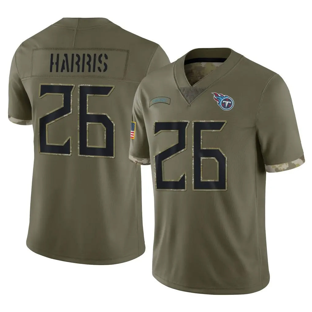 T.Titans #26 Marcus Harris Player Olive Limited Salute to Service Home Game BALCE Stitched Jerseys