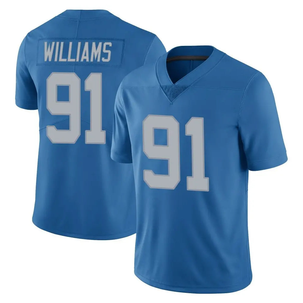 D.Lions #91 Tyleik Williams Player Blue Limited Throwback Vapor Untouchable BALCE Stitched Jerseys