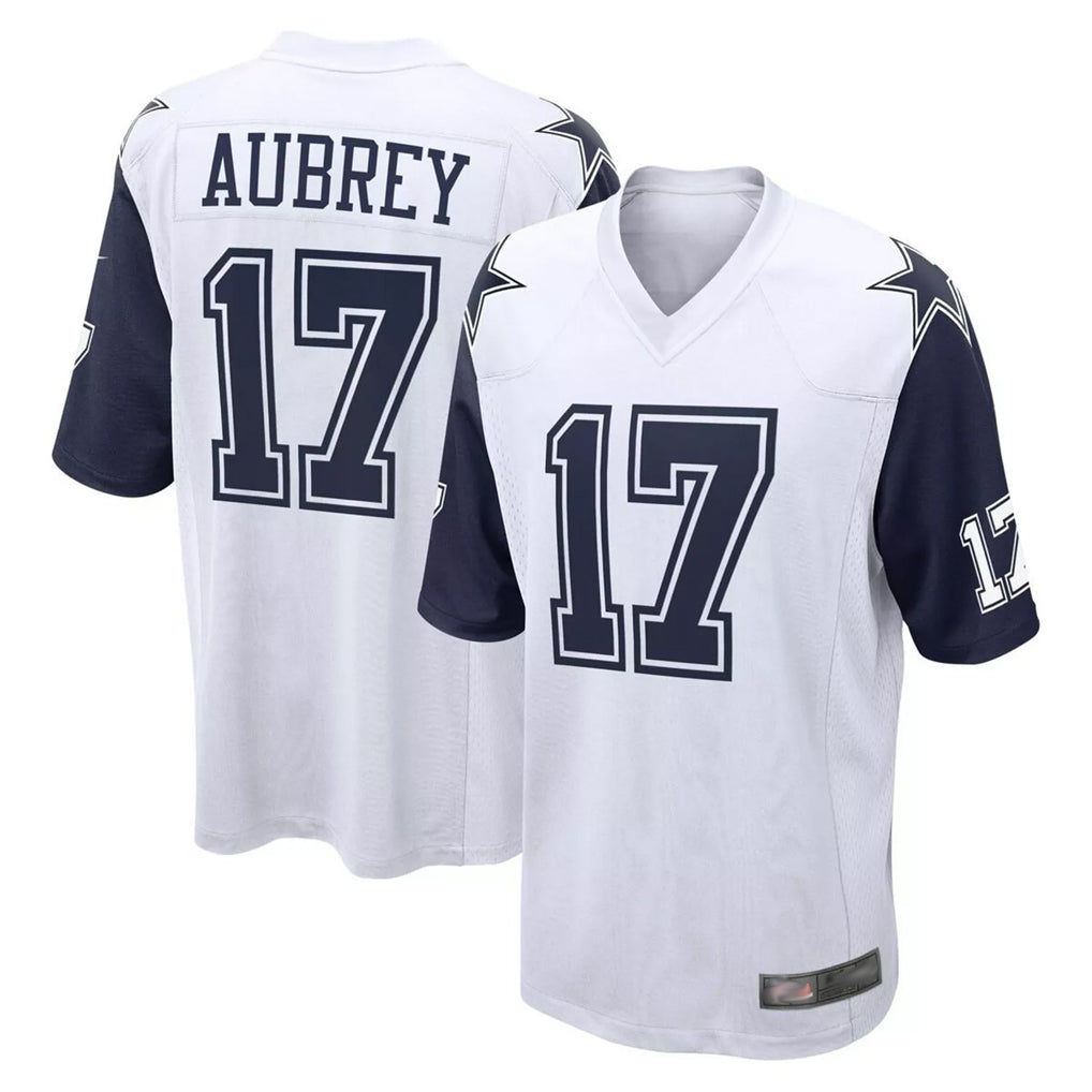 D.Cowboys #17 Brandon Aubrey Player White-Navy Home Game BALCE Stitched Jerseys